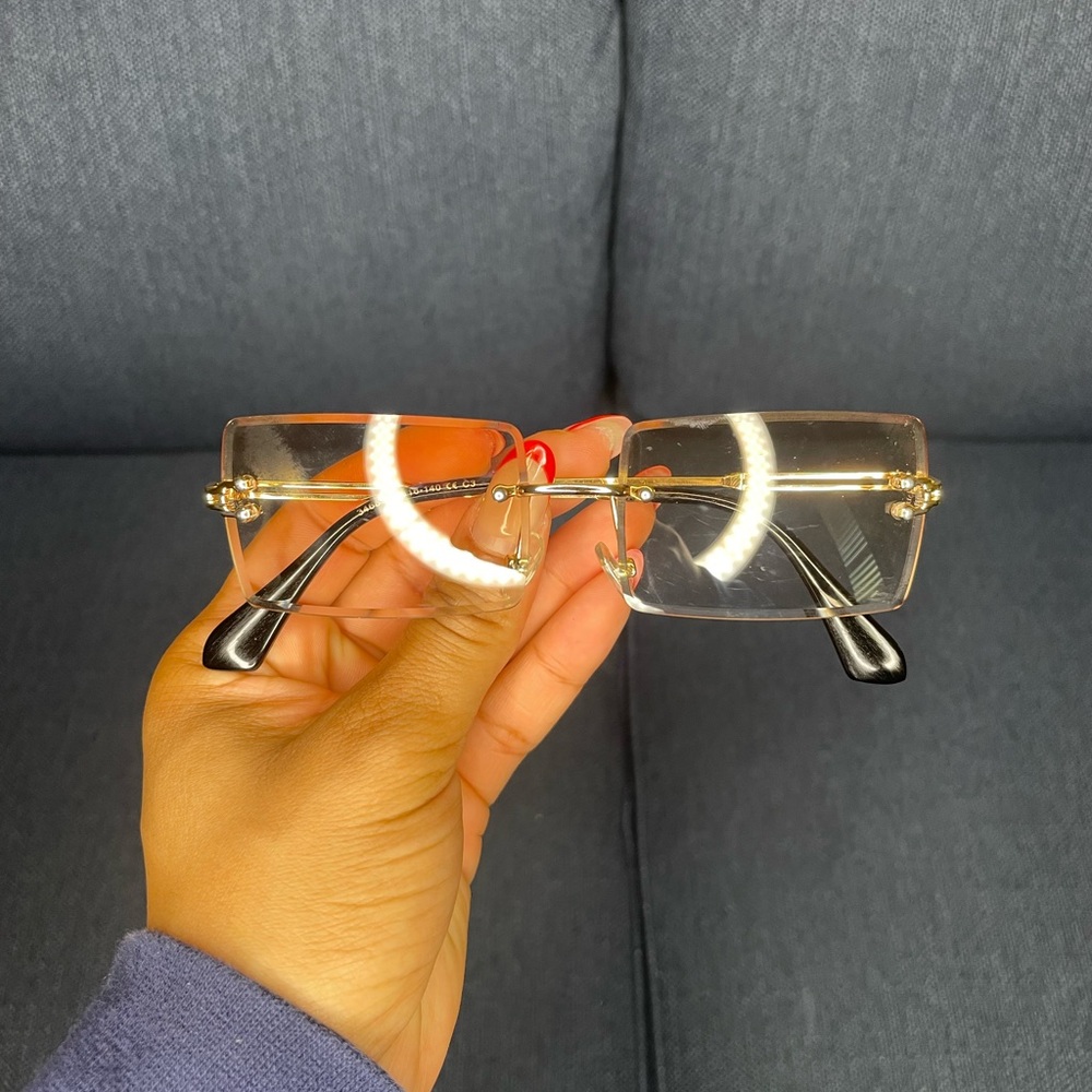 Gold Rimless Rectangular Glasses